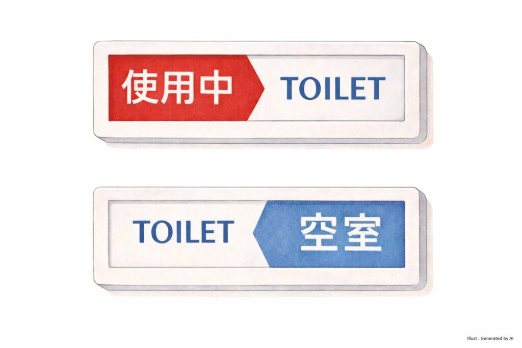 色だけでなく文字や記号で空き状況が分かる表示の例